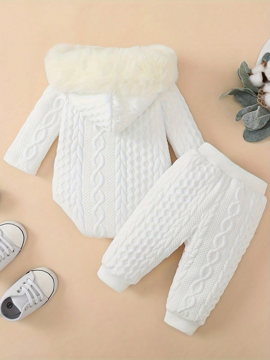 Baby Cream Hooded Knit Outfit