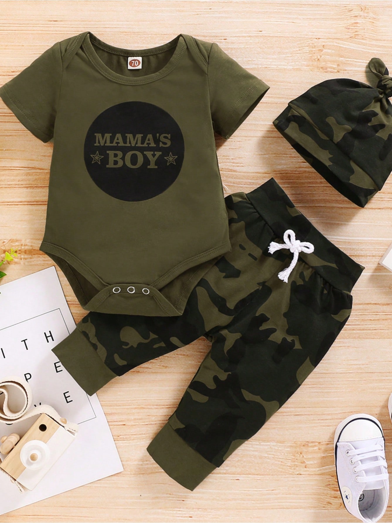Baby Boy “Mama’s Boy” Camo Outfit